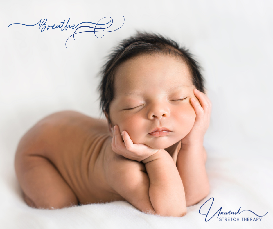 Breathe: photo of sleeping baby breathing with mouth closed - Unwind watermark